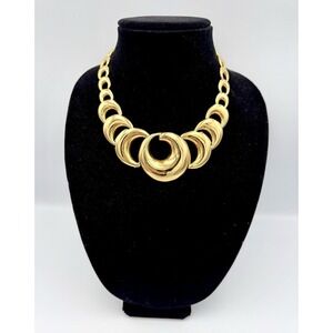 Vintage 80's Napier Bold Polished Gold Plated Statement Swirl Necklace Runway